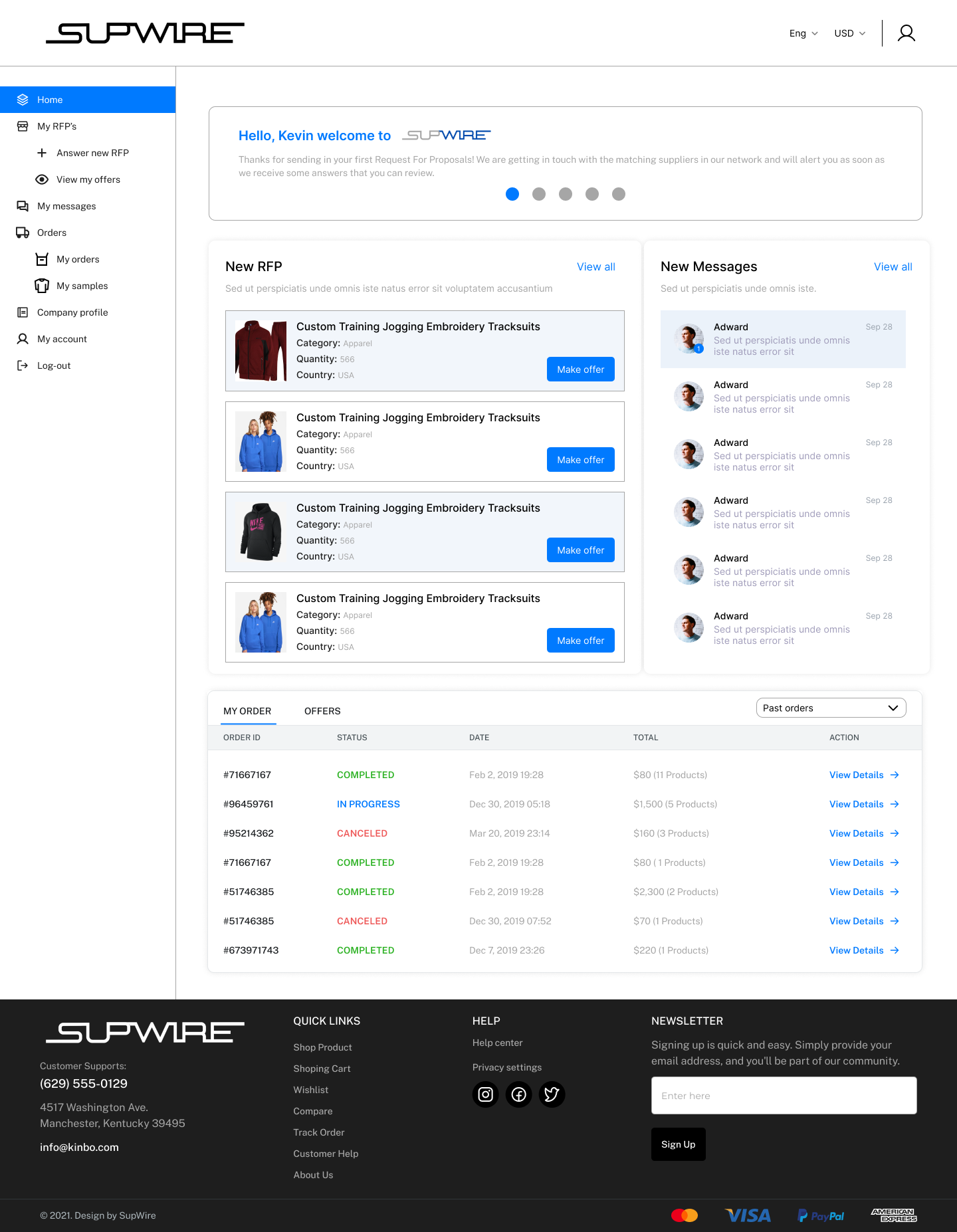SUPWIRE E-commerce Web App interface preview